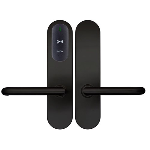 SALTO XS4 Original+ Escutcheon, HSE, ANSI Wide body Z Handle, Black, Black reader, 42-47mm Door, 7.6mm Spindle, Outdoor IP55