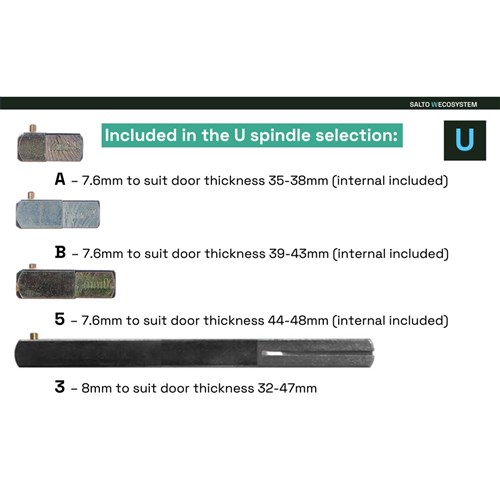 SALTO XS4 Original+ Escutcheon, Mifare BLE, ANSI 67mm Wide Body, with Electronic Privacy, Z handle, Satin Stainless steel, Black Reader, Universal Spindle, Indoor