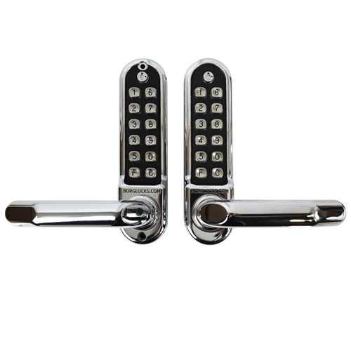 Borg Mechanical Digital Door Lock with Lever Back to Back Easicode Pro Keypads External Grade Chrome Plate - BL5051MGECP