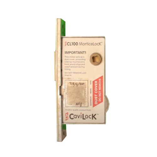 CaviLock CL100 Sliding Door Lock Latching Only with Edge Pull and Flush Turn Satin Chrome - CL100A9006