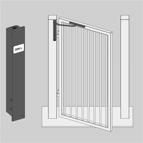 D&D Slimline Vertical Hydraulic Gate Closer Left Hand with Damper and Hold Open up to 150KG Black - DC622G-L-1-9004