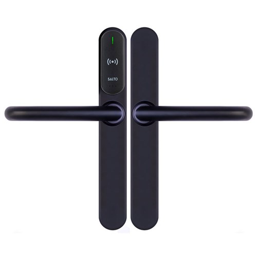 SALTO XS4 Original Plus Euro Escutcheon, HSE with Z Handles, U Spindle Kit, Black Finish and Black Reader. For Indoor Use.