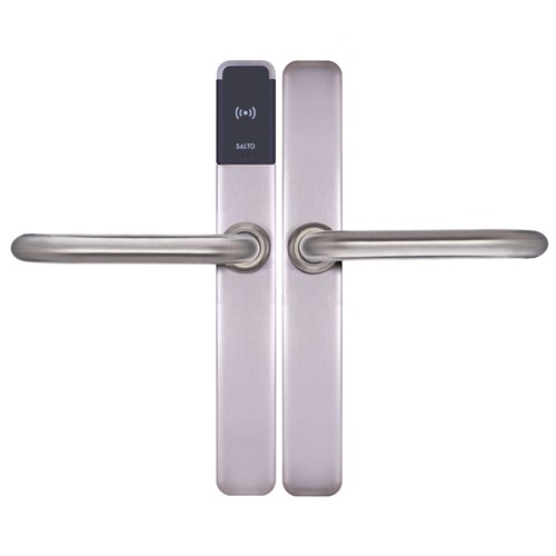 SALTO XS4 ONE Euro Escutcheon, HSE with U Handles, U Spindle Kit, Stainless Steel Finish with Black Reader, For Indoor Use