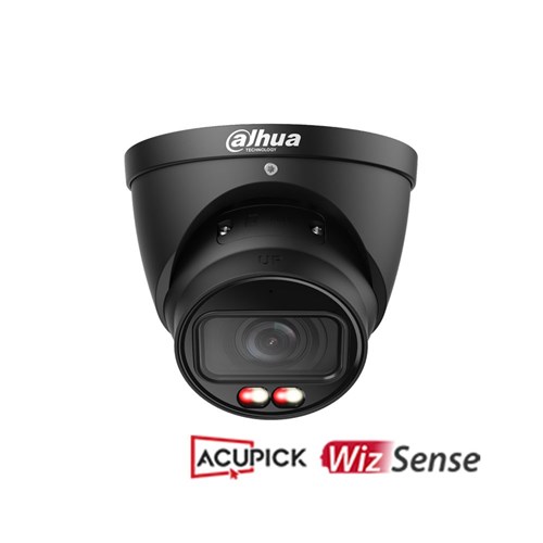 Dahua WizSense Series 6MP Black Eyeball Network Camera with 2.8mm Fixed Lens, AcuPick Technology and White Light LED, IP67 - DH-IPC-HDW3667EM-S-IL-ANZ-BLK