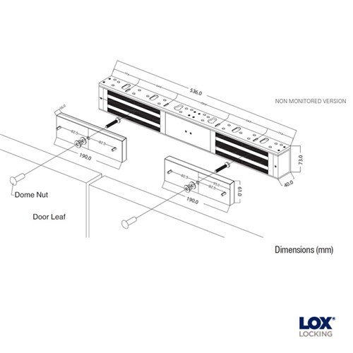 LOX Double Electro Magnetic Lock 580kg Non-Monitored - EM5700D