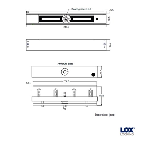 LOX Inward opening Mechanical Electro Magnetic Lock includes L&Z Bracket - MML2400LZ
