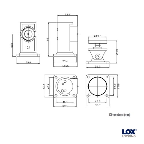 LOX Standard 24VDC MagneticDoor Holder Floor Mounted - R40PCV-24