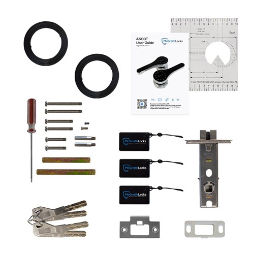 McGrath Ascot Digital Lock, Double Sided to suit Gate Installation, IP66 Rating, Polished Chrome Finish with 60mm Tubular Latch