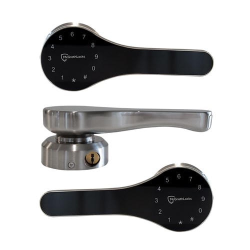 McGrath Ascot Digital Lock, Double Sided to suit Gate Installation, IP66 Rating, Satin Chrome Finish with 60mm Backset Tubular Latch