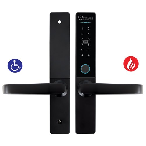 McGrath Hamilton Digital Lock With DDA Compliant Handles And 2 hour Fire Rating, Black Finish with 60/70mm Adjustable Latch