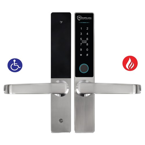 McGrath Hamilton Digital Lock With DDA Compliant Handles And 2 hour Fire Rating, Satin Nickel Finish with 60/70mm Adjustable Latch