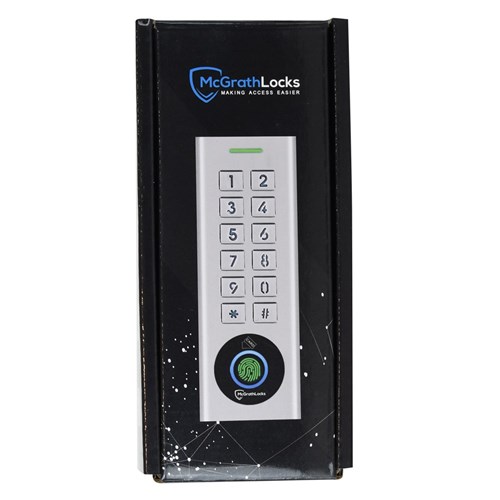 McGrath Locks RBH52 Access Control Keypad With Fingerprint and Built In WiFi, BLE, RFID and Pin Code, 1000 Users, 12V DC, IP66 Rating, Silver Finish