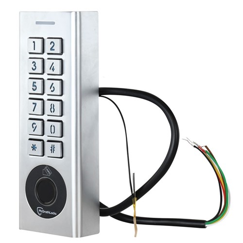 McGrath Locks RBH52 Access Control Keypad With Fingerprint and Built In WiFi, BLE, RFID and Pin Code, 1000 Users, 12V DC, IP66 Rating, Silver Finish