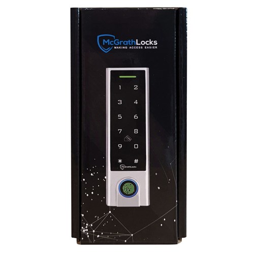 McGrath Locks TGFP43 Slimline Access Control Keypad With Fingerprint, BLE, RFID and Pin Code, 1000 Users, 12V DC, IP66 Rating, Silver Finish