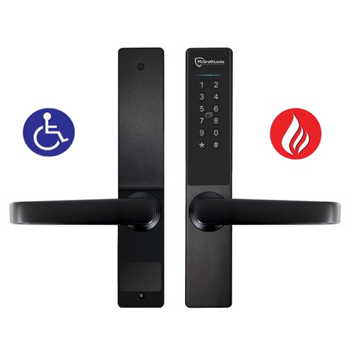 McGrath Stafford Digital Lock With Raised Buttons and DDA Compliant Handles, Black Finish with 60/70mm Adjustable Latch