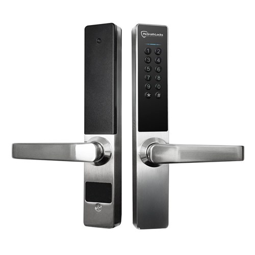 McGrath Stafford Digital Lock With Raised Buttons and DDA Compliant Handles, Satin Nickel Finish with 60/70mm Adjustable Latch