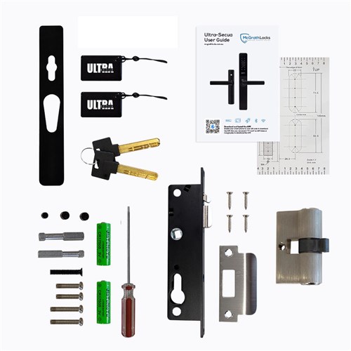 McGrath Ultra-Secua Smart Lock with Dual Unlock Feature, Suits Common Screen Doors, IP66 rating, Black Finish And Supplied With Lock Body
