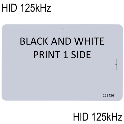 Neptune ISO Card HID 125kHz Black and White Print 1 Side with slot punch guides