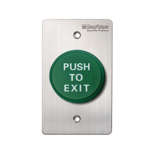 Neptune Press to Exit,ANSI,IP65,NO/NC/C,1.7mm SS,Flat PUSH TO EXIT,Green