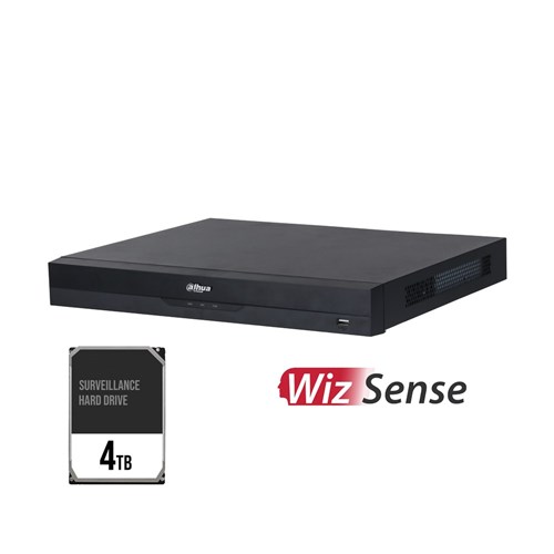 Dahua WizSense AI Series 16 Channel NVR with 16 PoE Ports, 2 HDD Bays, installed with 1x 4TB HDD - DHI-NVR4216-16P-AI/ANZ-4TB