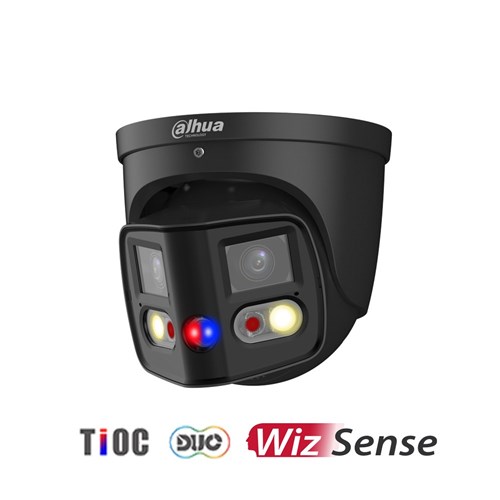 Dahua WizSense TiOC Duo Series 2x4MP Black Dual-Lens Eyeball Network Camera with 2.8mm Fixed Lens, IP67 - DH-IPC-PDW3849-A180-AS-PV-ANZ-BLK