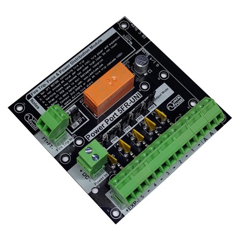 Jack Fuse Power Port 5 Way Power Distribution Module with Fire Trip, Self Healing Fuses - PP5FR-UNI