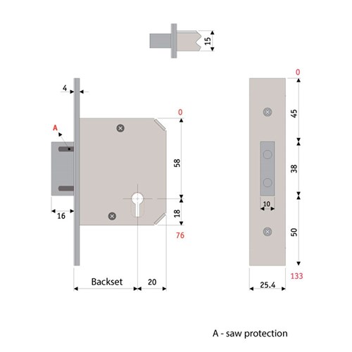 PROTECTOR 701 Series 5 Lever Mortice Deadbolt Backset 58mm Satin Brass - 791-3.0-SBF