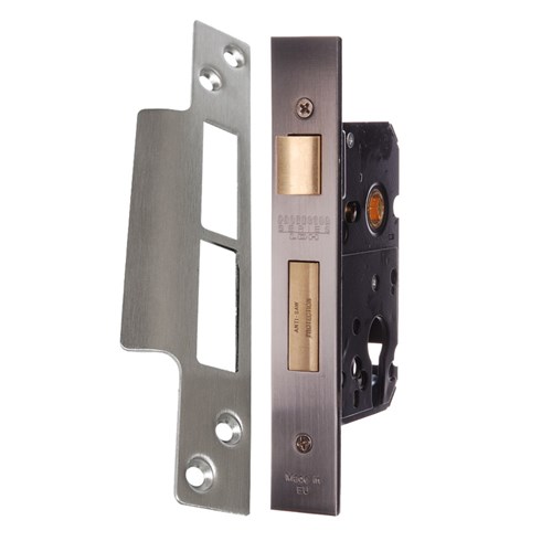 PROTECTOR 748 Series Euro Cylinder Mortice Sash Lock, 48mm Lock Pitch, 45mm Backset, Satin Stainless Steel w/Flat Strike - 735-2.5-FS-SSF