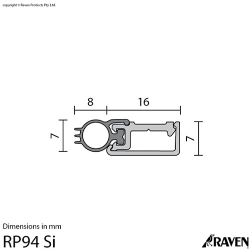 Raven RP94Si Single Door Set Perimeter Seal CA with Black Gaskets 1x1m & 2x2.1m - A94SICS