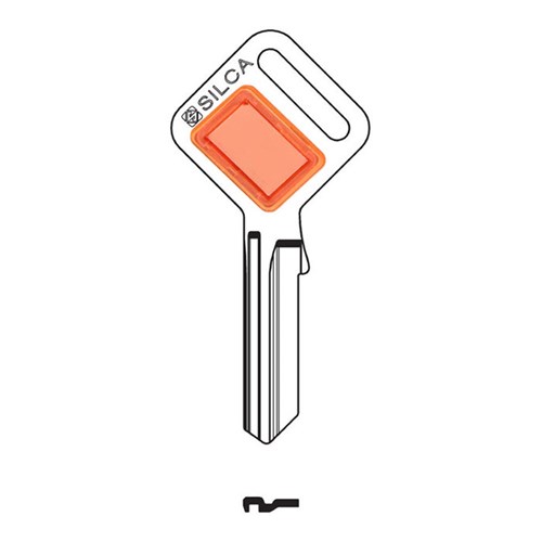Silca Taggy LW4 Key Blank with Customisable Plastic Head Orange Insert Pack of 10
