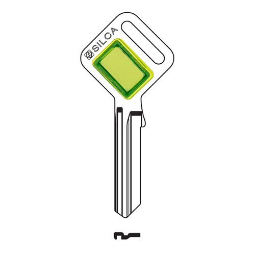 Silca Taggy LW5 Key Blank with Customisable Plastic Head Green Insert Pack of 10