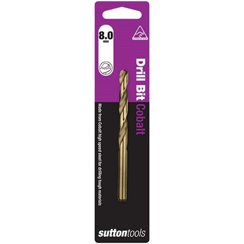Sutton Heavy Duty Cobalt Alloy Drill Bit, 8.0mm Diameter - D1080800