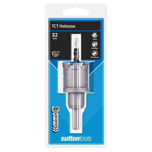 Sutton TCT Holesaw, 25mm Cutting Depth, 32mm Diameter - H1170320
