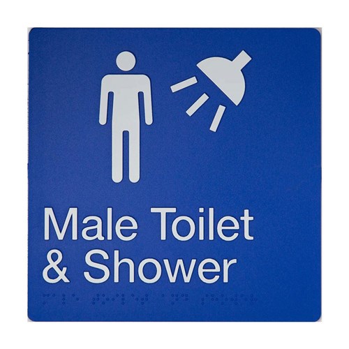 TTSM SIGN MALE TOILET & SHOWER  WHT/BLU
